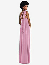 Alt View 3 Thumbnail - Powder Pink Convertible Tie-Shoulder Empire Waist Maxi Dress