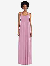 Alt View 4 Thumbnail - Powder Pink Convertible Tie-Shoulder Empire Waist Maxi Dress