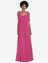 Front View Thumbnail - Tea Rose Convertible Tie-Shoulder Empire Waist Maxi Dress