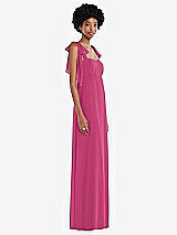 Side View Thumbnail - Tea Rose Convertible Tie-Shoulder Empire Waist Maxi Dress