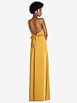 Rear View Thumbnail - NYC Yellow Low Tie-Back Maxi Dress with Adjustable Skinny Straps