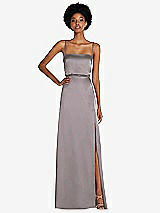 Front View Thumbnail - Cashmere Gray Low Tie-Back Maxi Dress with Adjustable Skinny Straps