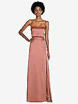 Front View Thumbnail - Desert Rose Low Tie-Back Maxi Dress with Adjustable Skinny Straps