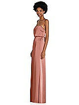Side View Thumbnail - Desert Rose Low Tie-Back Maxi Dress with Adjustable Skinny Straps