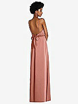 Rear View Thumbnail - Desert Rose Low Tie-Back Maxi Dress with Adjustable Skinny Straps