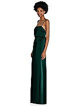 Side View Thumbnail - Evergreen Low Tie-Back Maxi Dress with Adjustable Skinny Straps