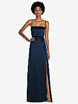 Front View Thumbnail - Midnight Navy Low Tie-Back Maxi Dress with Adjustable Skinny Straps