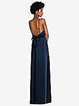 Rear View Thumbnail - Midnight Navy Low Tie-Back Maxi Dress with Adjustable Skinny Straps