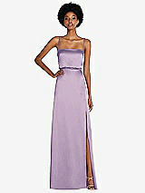 Front View Thumbnail - Pale Purple Low Tie-Back Maxi Dress with Adjustable Skinny Straps