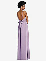 Rear View Thumbnail - Pale Purple Low Tie-Back Maxi Dress with Adjustable Skinny Straps
