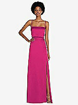 Front View Thumbnail - Think Pink Low Tie-Back Maxi Dress with Adjustable Skinny Straps