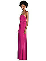 Side View Thumbnail - Think Pink Low Tie-Back Maxi Dress with Adjustable Skinny Straps