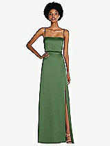 Front View Thumbnail - Vineyard Green Low Tie-Back Maxi Dress with Adjustable Skinny Straps