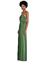 Side View Thumbnail - Vineyard Green Low Tie-Back Maxi Dress with Adjustable Skinny Straps