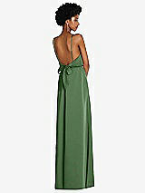 Rear View Thumbnail - Vineyard Green Low Tie-Back Maxi Dress with Adjustable Skinny Straps
