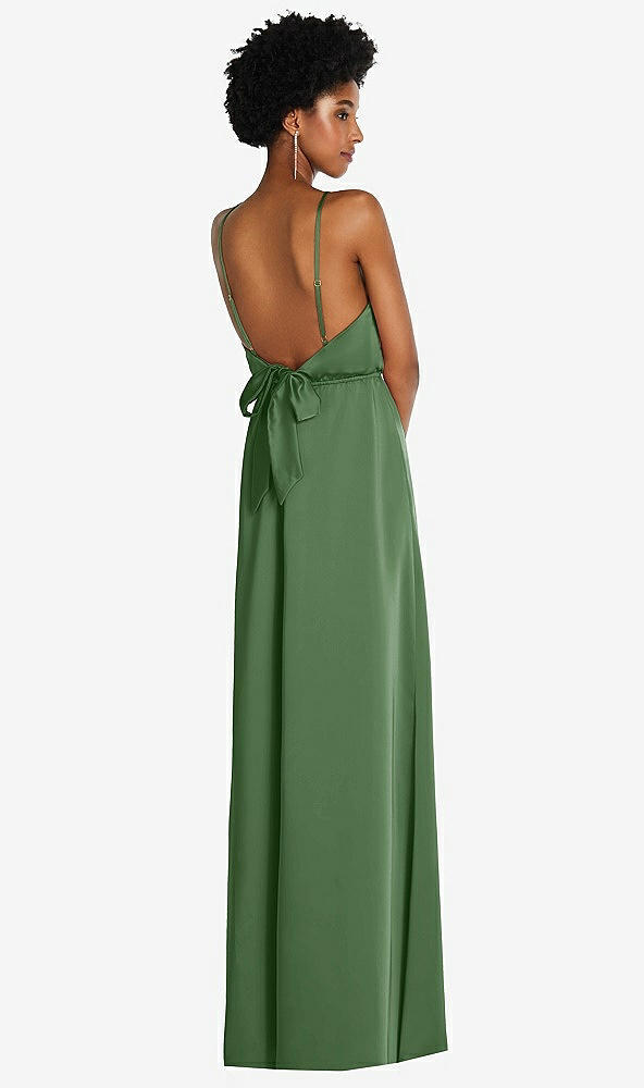 Back View - Vineyard Green Low Tie-Back Maxi Dress with Adjustable Skinny Straps