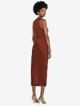 Rear View Thumbnail - Auburn Moon Jewel Neck Sleeveless Midi Dress with Bias Skirt