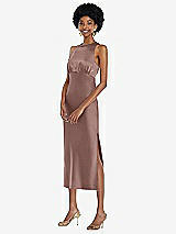 Front View Thumbnail - Sienna Jewel Neck Sleeveless Midi Dress with Bias Skirt