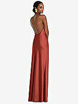 Rear View Thumbnail - Amber Sunset Scarf Tie Stand Collar Maxi Dress with Front Slit