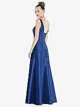 Rear View Thumbnail - Classic Blue Sleeveless Square-Neck Princess Line Gown with Pockets