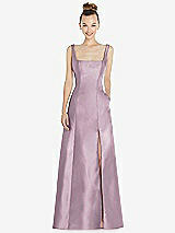 Front View Thumbnail - Suede Rose Sleeveless Square-Neck Princess Line Gown with Pockets