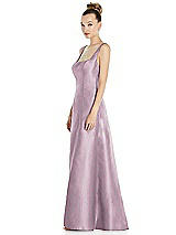 Side View Thumbnail - Suede Rose Sleeveless Square-Neck Princess Line Gown with Pockets