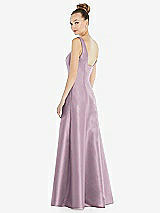 Rear View Thumbnail - Suede Rose Sleeveless Square-Neck Princess Line Gown with Pockets