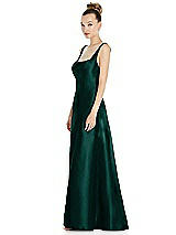 Side View Thumbnail - Evergreen Sleeveless Square-Neck Princess Line Gown with Pockets