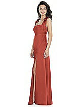 Side View Thumbnail - Amber Sunset Flat Tie-Shoulder Empire Waist Maxi Dress with Front Slit