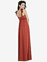 Rear View Thumbnail - Amber Sunset Flat Tie-Shoulder Empire Waist Maxi Dress with Front Slit