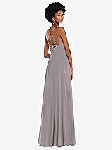 Rear View Thumbnail - Cashmere Gray Scoop Neck Convertible Tie-Strap Maxi Dress with Front Slit