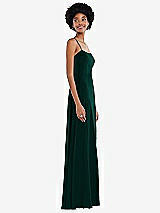Side View Thumbnail - Evergreen Scoop Neck Convertible Tie-Strap Maxi Dress with Front Slit