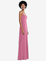 Side View Thumbnail - Orchid Pink Scoop Neck Convertible Tie-Strap Maxi Dress with Front Slit