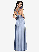 Alt View 1 Thumbnail - Sky Blue Deep V-Neck Ruffle Cap Sleeve Maxi Dress with Convertible Straps