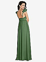 Rear View Thumbnail - Vineyard Green Deep V-Neck Ruffle Cap Sleeve Maxi Dress with Convertible Straps