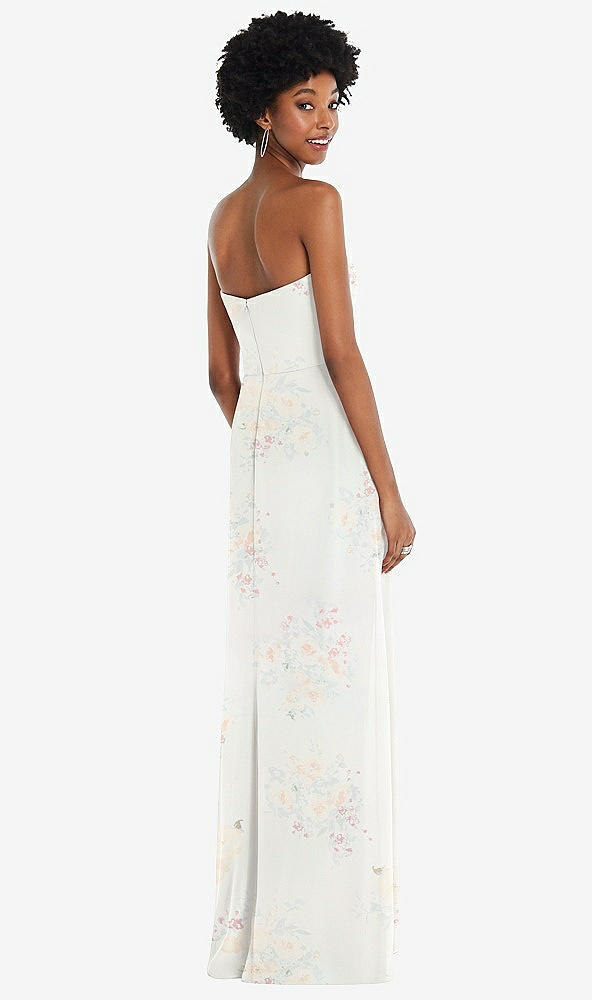 Back View - Spring Fling Strapless Sweetheart Maxi Dress with Pleated Front Slit 