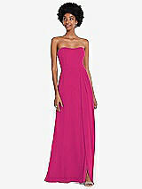 Front View Thumbnail - Think Pink Strapless Sweetheart Maxi Dress with Pleated Front Slit 