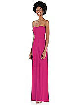 Side View Thumbnail - Think Pink Strapless Sweetheart Maxi Dress with Pleated Front Slit 
