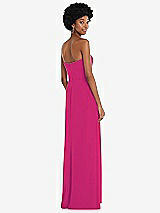 Rear View Thumbnail - Think Pink Strapless Sweetheart Maxi Dress with Pleated Front Slit 
