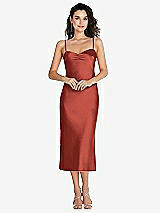 Front View Thumbnail - Amber Sunset Open-Back Convertible Strap Midi Bias Slip Dress