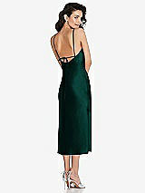 Rear View Thumbnail - Evergreen Open-Back Convertible Strap Midi Bias Slip Dress