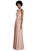 Side View Thumbnail - Toasted Sugar Stand Collar Cutout Tie Back Maxi Dress with Front Slit