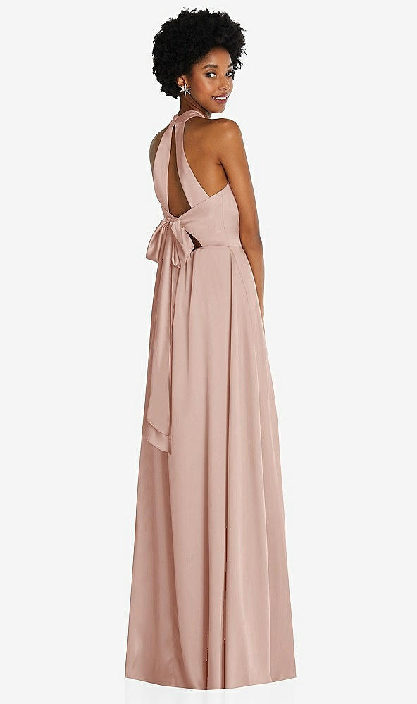 Back View - Toasted Sugar Stand Collar Cutout Tie Back Maxi Dress with Front Slit