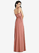 Rear View Thumbnail - Desert Rose Skinny Tie-Shoulder Satin Maxi Dress with Front Slit