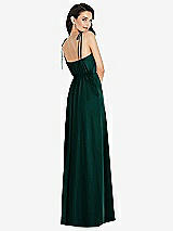 Rear View Thumbnail - Evergreen Skinny Tie-Shoulder Satin Maxi Dress with Front Slit