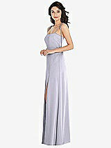Side View Thumbnail - Silver Dove Skinny Tie-Shoulder Satin Maxi Dress with Front Slit