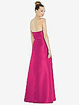 Rear View Thumbnail - Think Pink Basque-Neck Strapless Satin Gown with Mini Sash