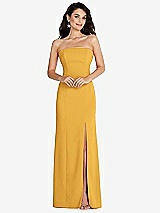 Front View Thumbnail - NYC Yellow Strapless Scoop Back Maxi Dress with Front Slit