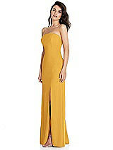 Side View Thumbnail - NYC Yellow Strapless Scoop Back Maxi Dress with Front Slit