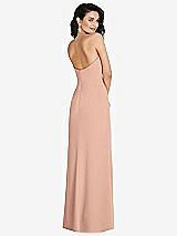 Rear View Thumbnail - Pale Peach Strapless Scoop Back Maxi Dress with Front Slit